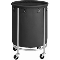 Steel Frame Laundry Basket Wheels, Black