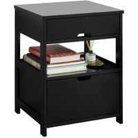 Parkland Black Bedside Table with 2 Drawers