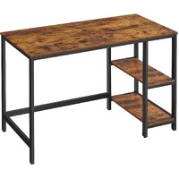 Computer Desk 2 Shelves Rustic, Brown Black