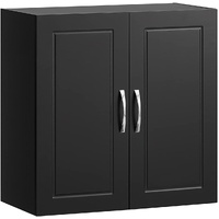 Wall Storage Cabinet Double Doors, Black