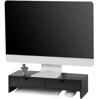 Oviedo Black Monitor Stand Desk Organizer with 2 Drawers