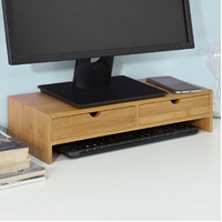 Tarboro Bamboo Monitor Stand Desk Organizer with 2 Drawers