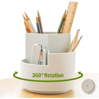 360 degree rotating multi-functional pen holder with 3 separate layer for office desk organiser (White)