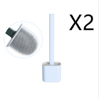 2PCS Bathroom Silicone Bristles Toilet Brush with Holder Creative Cleaning Brush