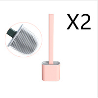 2PCS Bathroom Silicone Bristles Toilet Brush with Holder Creative Cleaning Brush