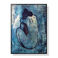 50cmx70cm Blue Nude by Pablo Picasso Black Frame Canvas Wall Art