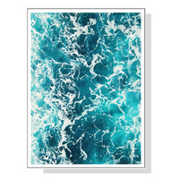 60cmx90cm Blue Ocean White Frame Canvas Wall Art