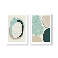 70cmx100cm Abstract Green Circle 2 Sets White Frame Canvas Wall Art