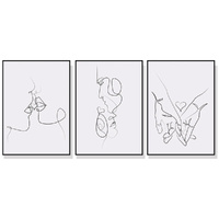 40cmx60cm Couples 3 Sets Black Frame Canvas Wall Art