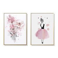 70cmx100cm Dancing Ballerina in Paris 2 Sets Gold Frame Canvas Wall Art