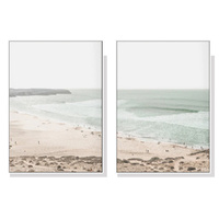 40cmx60cm Coastal Prints 2 Sets White Frame Canvas Wall Art 