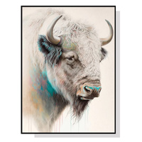 70cmx100cm Great White Buffalo Black Frame Canvas Wall Art 