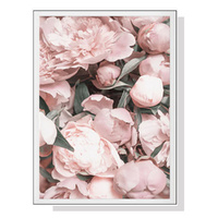 90cmx135cm Peony White Frame Canvas Wall Art 