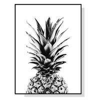 90cmx135cm Pineapple Black Frame Canvas Wall Art 