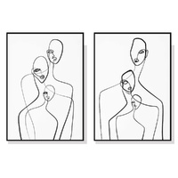 40cmx60cm Abstract Figures 2 Sets Black Frame Canvas Wall Art 