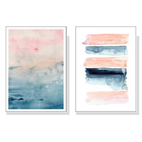 100cmx150cm Abstract Pink 2 Sets White Frame Canvas Wall Art 