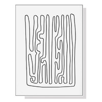 100cmx150cm Black And White Lines White Frame Canvas Wall Art 