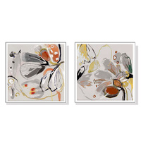 80cmx80cm Blooming Spring Floral 2 Sets White Frame Canvas Wall Art 