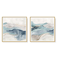 80cmx80cm Blue Mountain 2 Sets Gold Frame Canvas Wall Art 