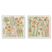 40cmx40cm Lovely Pattern 2 Sets White Frame Canvas Wall Art 