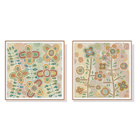 80cmx80cm Lovely Pattern II 2 Sets Wood Frame Canvas Wall Art 