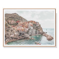 100cmx150cm Italy Cinque Terre Wood Frame Canvas Wall Art 