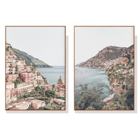 90cmx135cm Italy Positano 2 Sets Wood Frame Canvas Wall Art 