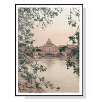 90cmx135cm Rome City Black Frame Canvas Wall Art 