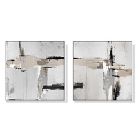 40cmx40cm Neutral Abstract 2 Sets White Frame Canvas Wall Art 