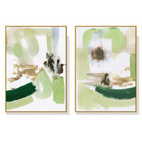 40cmx60cm Abstract Green Mint 2 Sets Gold Frame Canvas Wall Art 