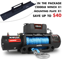 X-BULL 12000LBS Electric Winch 12V 4x4 synthetic rope 4WD Car with winch mounting plate