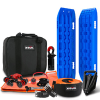 X-BULL Winch Recovery Kit Snatch Strap Off Road 4WD with Recovery Tracks Gen 2.0 Boards Blue