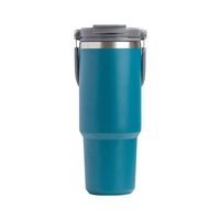 600ML Blue Stainless Steel Travel Mug with Leak-proof 2-in-1 Straw and Sip Lid, Vacuum Insulated Coffee Mug for Car, Office, Perfect Gifts, Keeps Liqu