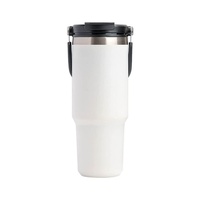 600ML White Stainless Steel Travel Mug with Leak-proof 2-in-1 Straw and Sip Lid, Vacuum Insulated Coffee Mug for Car, Office, Perfect Gifts, Keeps Liq