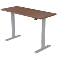 Sit To Stand Up Standing Desk, 140x60cm, 72-118cm Electric Height Adjustable, 70kg Load, Walnut Style/Silver Frame