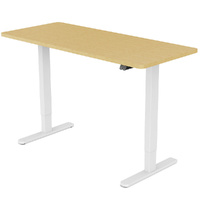 Sit To Stand Up Standing Desk, 140x60cm, 72-118cm Electric Height Adjustable, 70kg Load, White Oak Style/White Frame