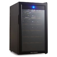 72L 28 Bottle Wine Bar Fridge Countertop Cooler Compressor Mirrored Glass Door, Black