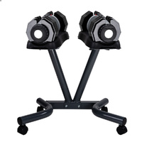 2x 25kg Adjustable Dumbbell Set Weights Dumbbells Home Fitness Stand