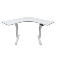 Sit To Stand Up Corner Standing Desk, 72-120cm, Dual Motor, Electric Height Adjustable, 80kg Load, White/White Frame