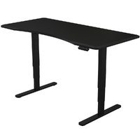 Sit To Stand Up Standing Desk, 150x70cm, 62-128cm Electric Height Adjustable, Dual Motor, 120kg Load, Arched, Black/Black Frame