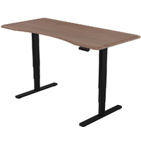 Sit To Stand Up Standing Desk, 150x70cm, 62-128cm Electric Height Adjustable, Dual Motor, 120kg Load, Arched, Walnut Style/Black Frame