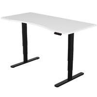 Sit To Stand Up Standing Desk, 160x75cm, 62-128cm Electric Height Adjustable, Dual Motor, 120kg Load, Arched, White/Black Frame