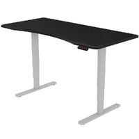 Sit To Stand Up Standing Desk, 150x70cm, 62-128cm Electric Height Adjustable, Dual Motor, 120kg Load, Arched, Black/Silver Frame