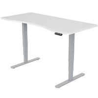 Sit To Stand Up Standing Desk, 160x75cm, 62-128cm Electric Height Adjustable, Dual Motor, 120kg Load, Arched, White/Silver Frame