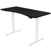 Sit To Stand Up Standing Desk, 160x75cm, 62-128cm Electric Height Adjustable, Dual Motor, 120kg Load, Arched, Black/White Frame