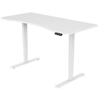 Sit To Stand Up Standing Desk, 160x75cm, 62-128cm Electric Height Adjustable, Dual Motor, 120kg Load, Arched, White/White Frame