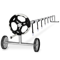 5.7m Swimming Pool Roller Cover Reel Adjustable Solar w/ Wheels Thermal Blanket