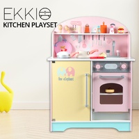 Wooden Kitchen Playset for Kids (Japanese Style Kitchen Set, Pink) EK-KP-106-MS