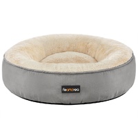 50cm Dog Sofa Bed Round Shape Fabric Light Grey