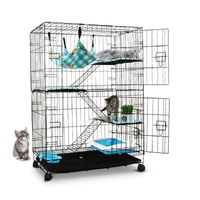  Three-Level Pet Rabbit Bird Cage with Hammock (Black)